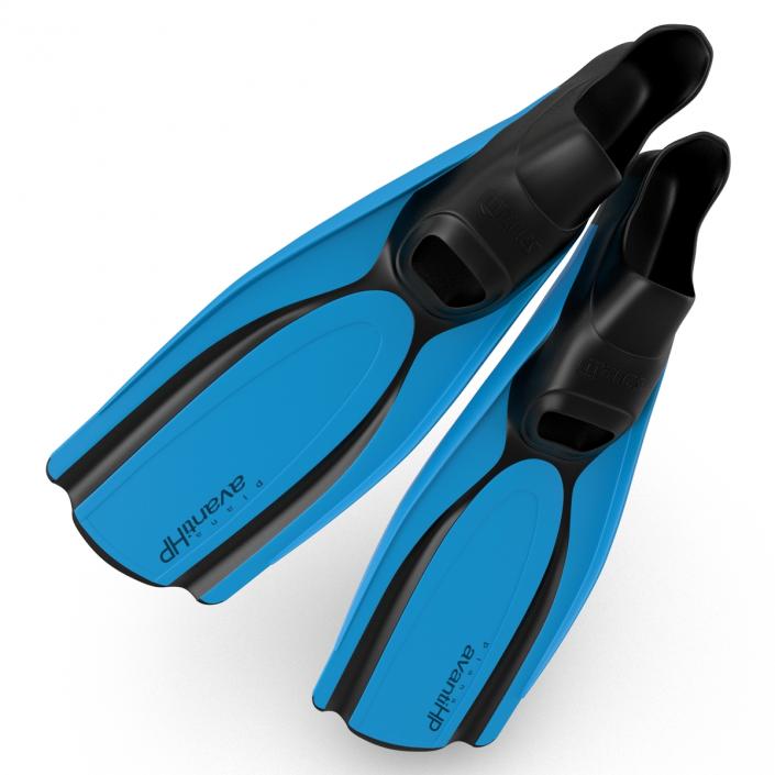 3D Swim Fins 2 Blue 2 model